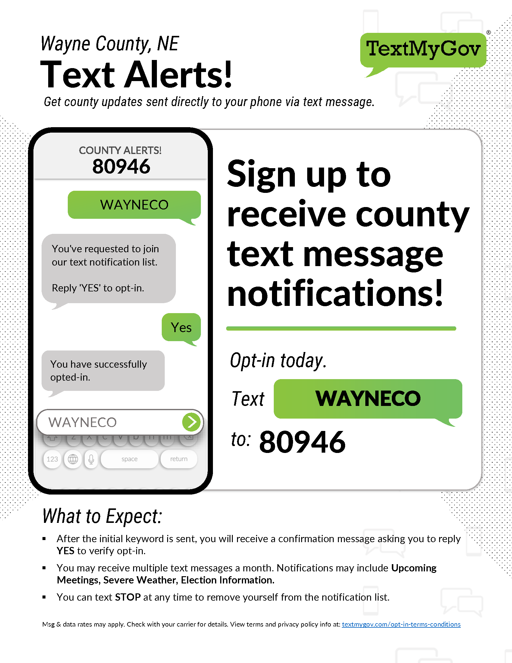 TextAlerts TextMyGov 80946